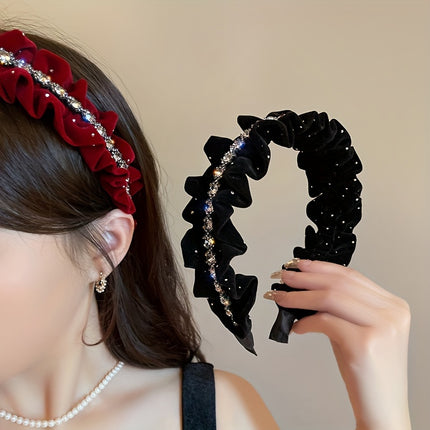 Rhinestone Velvet Red Hair Hoop