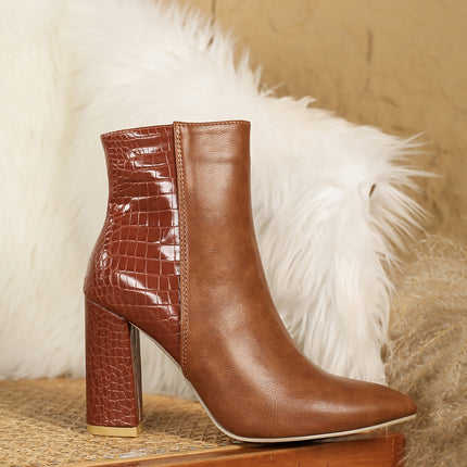Chic Croc-Pattern Ankle Boots