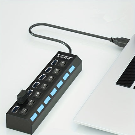 4-Port/7-Port USB Hub with Independent Switch – Universal Adapter - Monti Bargains