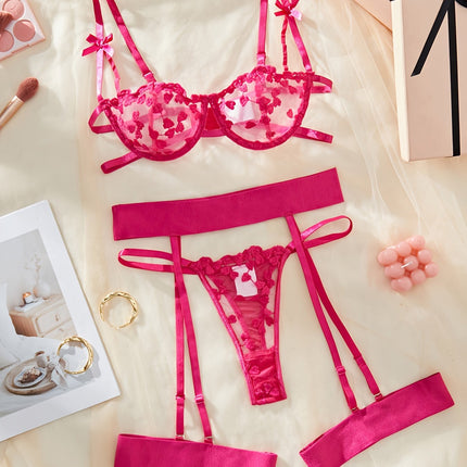 2025 European & American Love Embroidery Lingerie Set