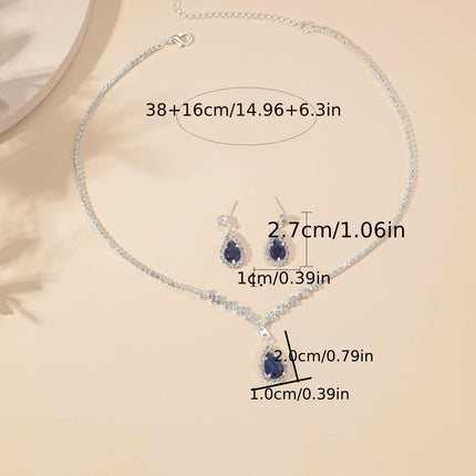 Elegant Silver-Plated Zirconia Necklace & Earring Set for Women - Monti Bargains