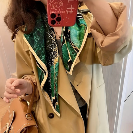 Elegant Green Print Square Scarf