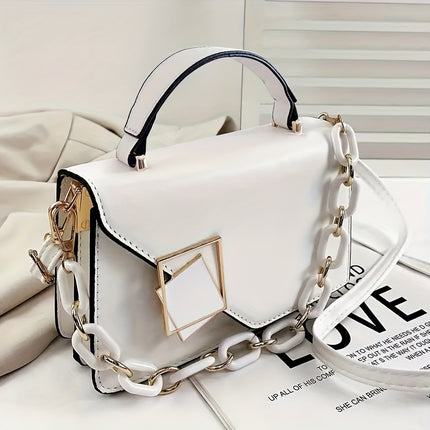 Solid Color PU Leather Crossbody