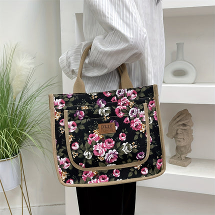 Floral Print Commuter Tote Bag