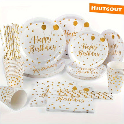 120/240pcs Golden Polka Dot Disposable Tableware Set