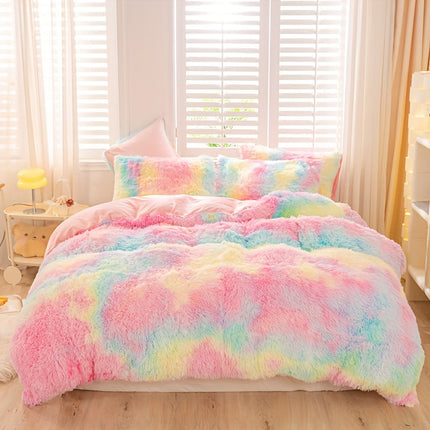 3pcs Tie-Dye Plush Duvet Set – Soft Winter Comfort