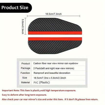 Carbon Fiber Rearview Mirror Rain Shields - Set of 2