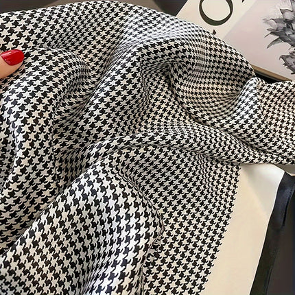 Elegant Houndstooth Silk Scarf