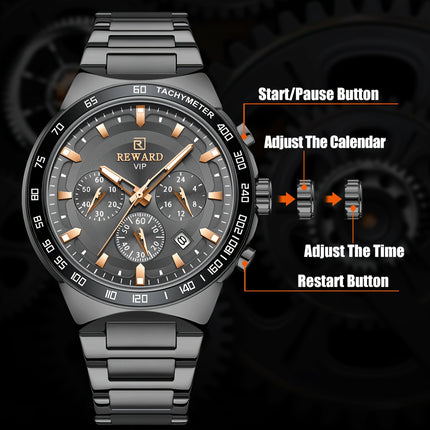 Black Sport Chronograph Quartz Watch