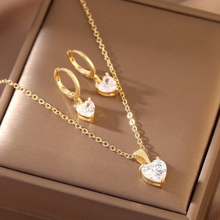 Luxurious Sparkling Heart Jewelry Set