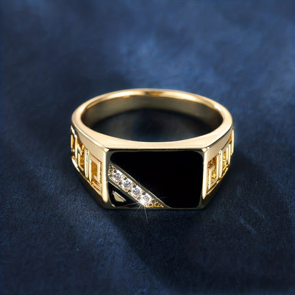 Classic Triangular Black Oil Drop Ring