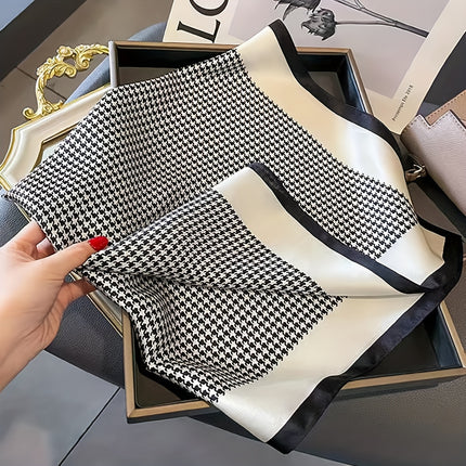 Elegant Houndstooth Silk Scarf