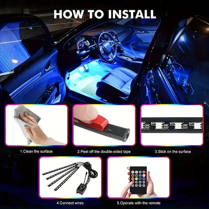 LED Car Interior Lights – Music Sync, Colorful Ambiance