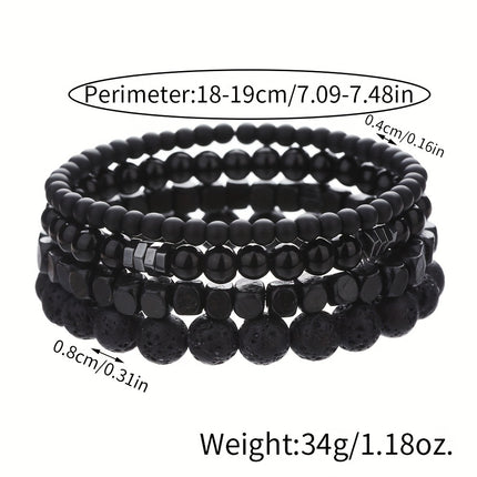 4pcs Men's Natural Stone Bracelet Set