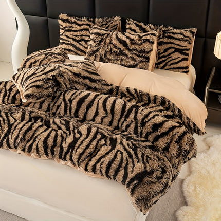 Plush Zebra Print Duvet Set