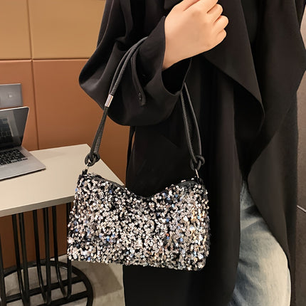 Chic Black Sequin Shoulder Bag