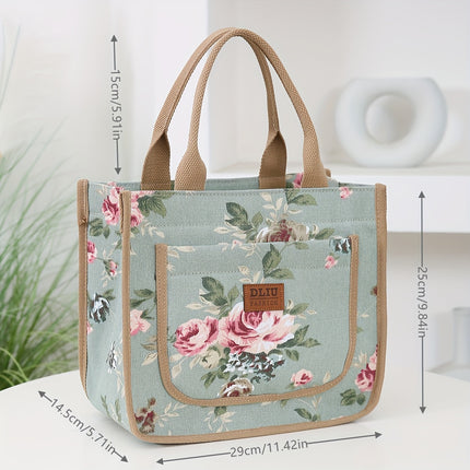 Floral Print Commuter Tote Bag