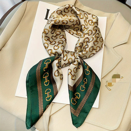 Elegant Golden Buckle Square Scarf