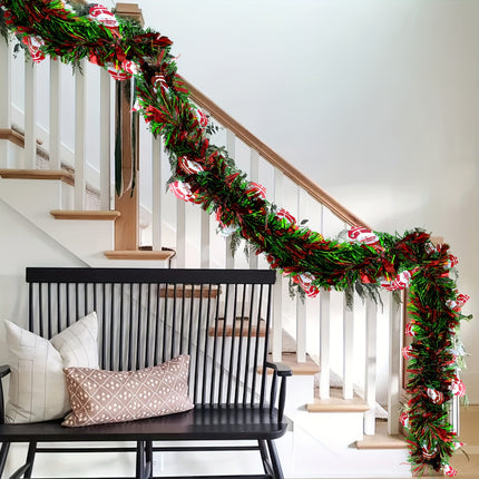 Festive Red & Green Tinsel Garland - Monti Bargains
