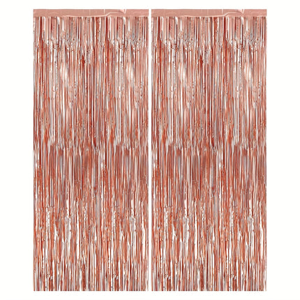 2 Packs Set of Foil Streamer Fringe Backdrop & Tinsel Metallic Decoration