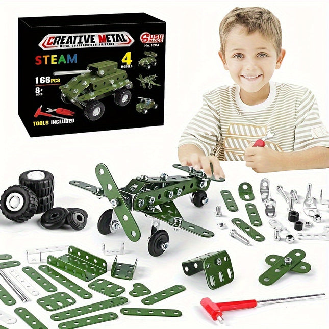166pcs STEAM Building Blocks – Military Series Educational Toys