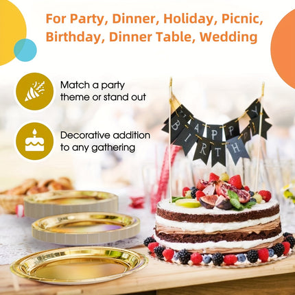 10/20Pcs Golden Disposable  Paper Plates