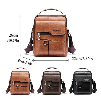 Vintage Leather Crossbody Business Bag
