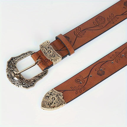 Retro Carved Flower Women's Belt