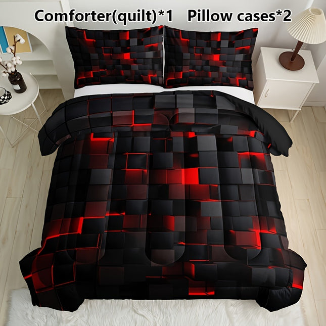 Black & Red Plaid Quilt Set - Stylish & Cozy Bedding