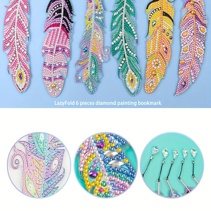 6 Pcs LazyFold Diamond Painting Bookmarks