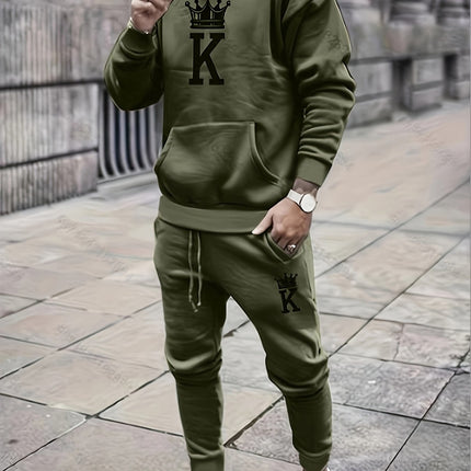 Men's Classic Sporty Casual Printed Hooded Suit