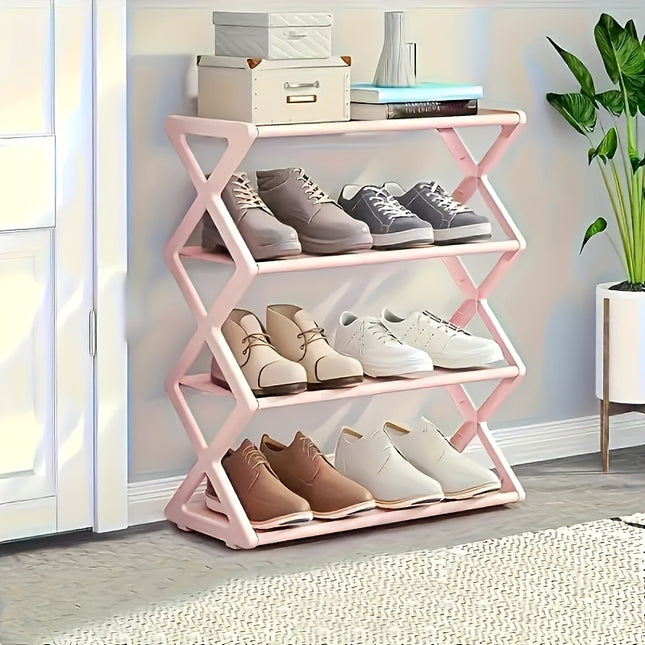 Retro Folding 4-Tier Shoe Rack
