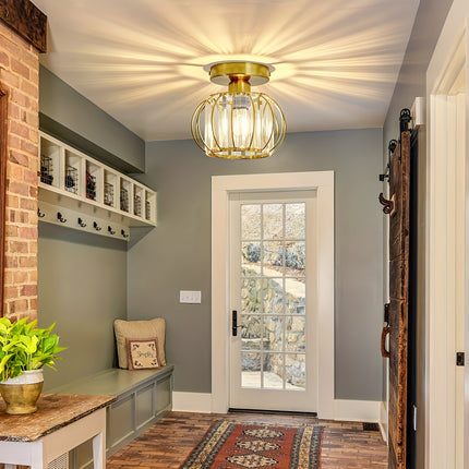 2-Pack Industrial Semi-Flush Mount Ceiling Lights – Metal Cage
