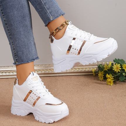 Women's White & Rose Gold Sneakers