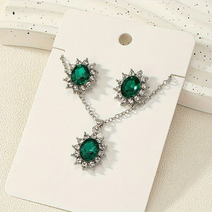 Retro Sunflower Gemstone Jewelry Set