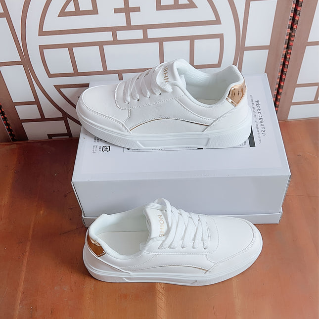 Women's Solid Color Lace-Up Sneakers