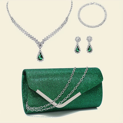 Elegant Ruched Clutch & Jewelry Set