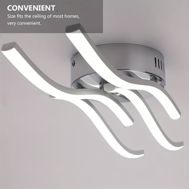 Modern LED Ceiling Light with 3-Color CCT, Curved Design