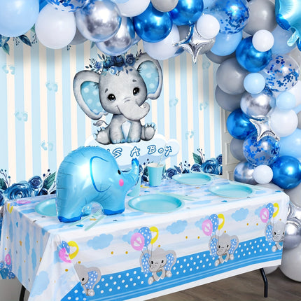 92pcs Blue Elephant Baby Shower & Birthday Party Decor Kit