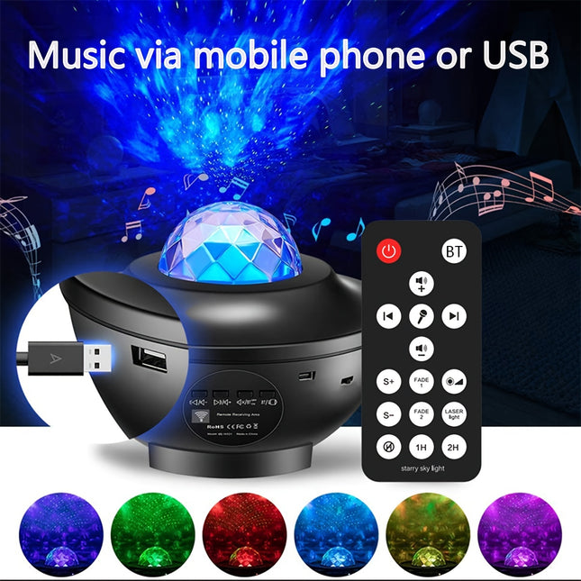 Galaxy Star Projector Light with Music