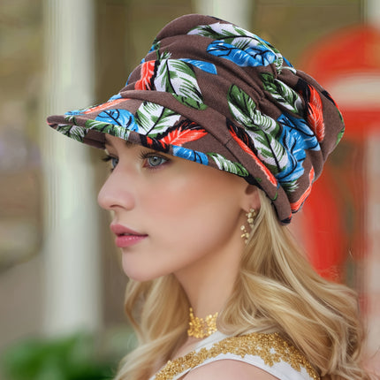 Vintage Flower Print Newsboy Hat