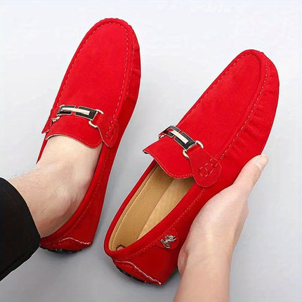 Men's Moccasin Loafers with Metallic Decor