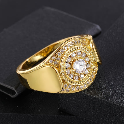 Golden-Tone Men's Ring with Cubic Zirconia