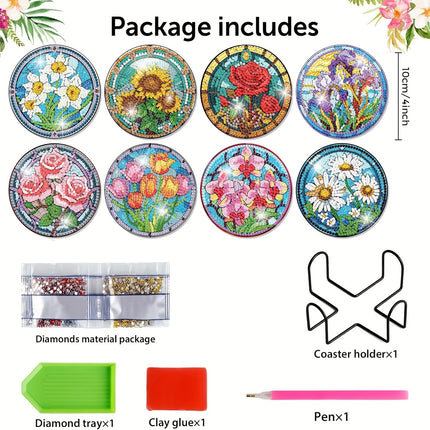 8pcs DIY Diamond Art Coaster Set