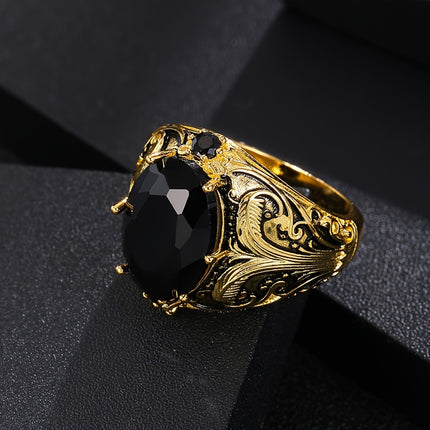 Vintage Style Men's Black Zirconia Ring