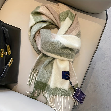 Cozy British Plaid Wool Scarf