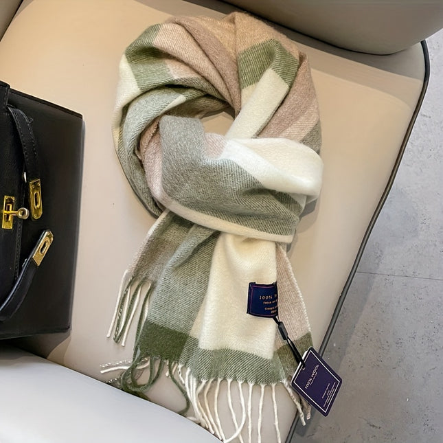 Cozy British Plaid Wool Scarf