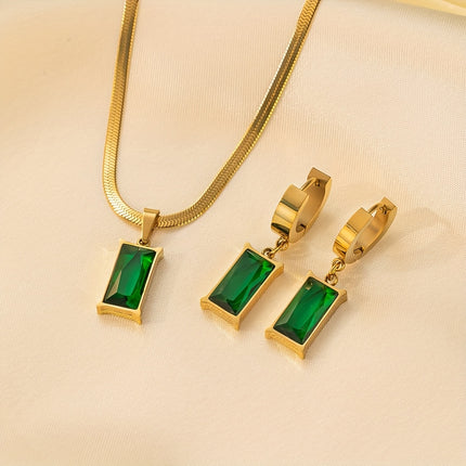 Green Zirconia Snake Bone Necklace Set