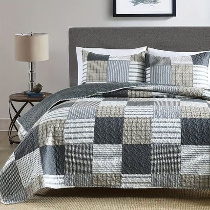 Soft & Breathable Floral Print 3pcs Bedspread Set - Reversible