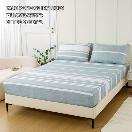 Striped Print Bedding Set - Soft, Comfortable All-Season Set